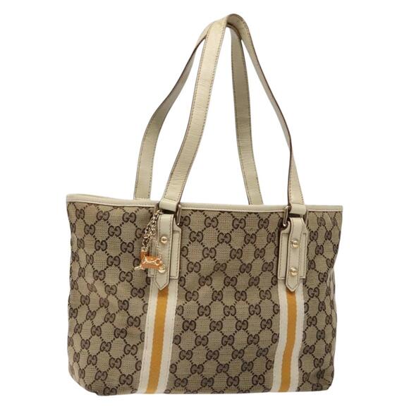 GUCCI GG Canvas Sherry Line Tote Bag Beige Gold - Picture 1 of 16